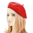 thumbnail image 3 of DLAPL Wool Beret Hat for Women Solid Color Classic French Style Beret Cap Red, 3 of 5