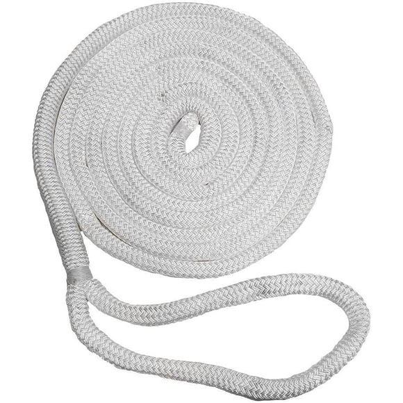Cuerdas Dock Line New England 5/8 de doble trenza, color blanco, 7,6 m
