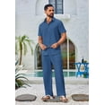 thumbnail image 4 of COOFANDY Mens Linen Sets 2 Piece Outfits Short Sleeve Casual Botton Down Shirt Summer Beach Pants, 4 of 6