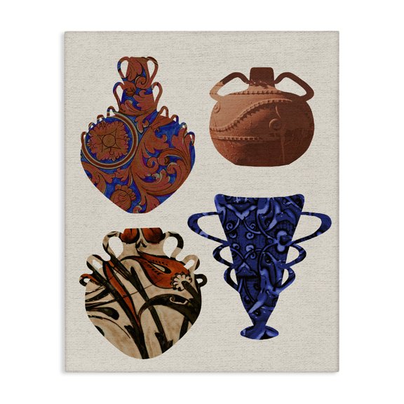 Stupell Industries Traditional Antique Pottery Arrangement Diverse Bold Abstract Patterns Canvas Art, 16 x 20, by Lil' Rue