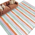 thumbnail image 3 of 5x7 Area Rugs, Abstract Orange, Non-Skid Rubber Backing Large Rectangle Rugs - Living Room Bedroom Home Office, Geometric Striped Ombre Green Indoor Floor Mat Carpets Washable Rug, 3 of 9