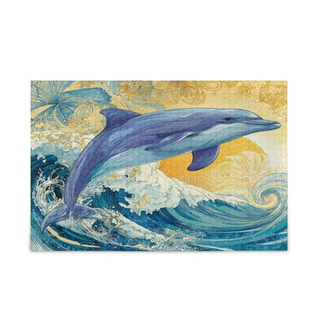 WOBOGO Blue Dolphin Puzzle Challenge 500 Piece Jigsaw Suitable for Game Night Finished Size 20.5 x 14.9in