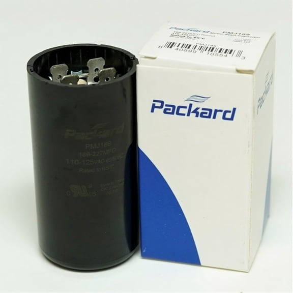 Packard Start Capacitor, Round, 189-227 Mfd., 110-125 Volt, PMJ189, 189-125