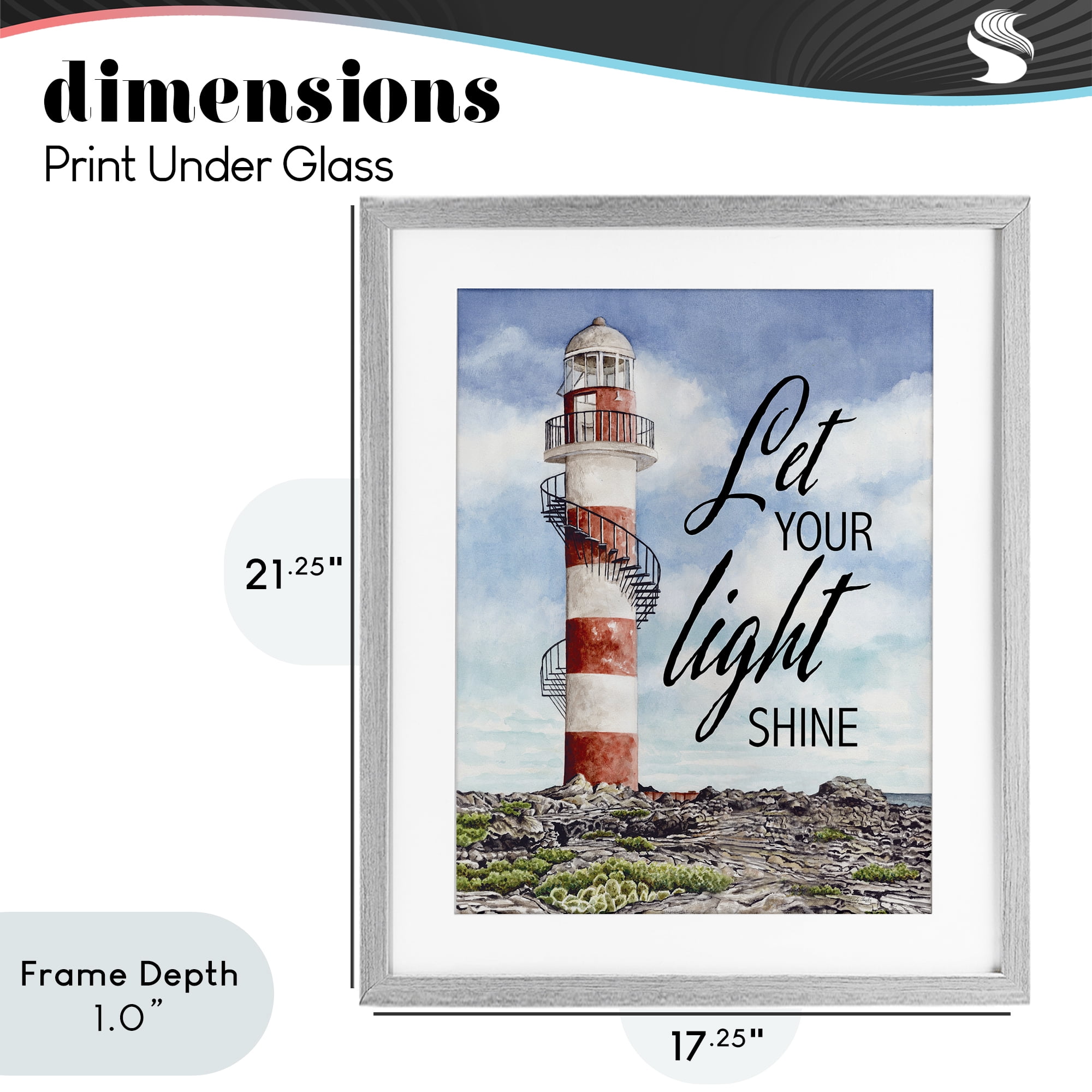 Stupell Industries Let Your Light Shine Beacon Gray Framed Print Under Glass, design by Cindy Jacobs