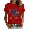 thumbnail image 2 of Patriotic T Shirts For Womens Relaxed Fit Crew Neck Short Sleeve 4th of July Shirt With Letter Print Basic Work Tee Vacation Clothes Red XXXL, 2 of 4