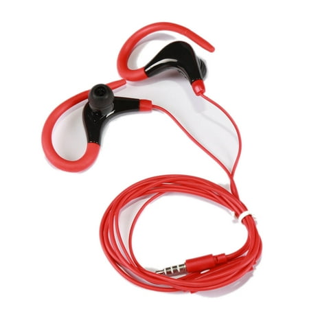 Red Earhook Headphones Headset 3.5mm Jack Quality Sound + Microphone