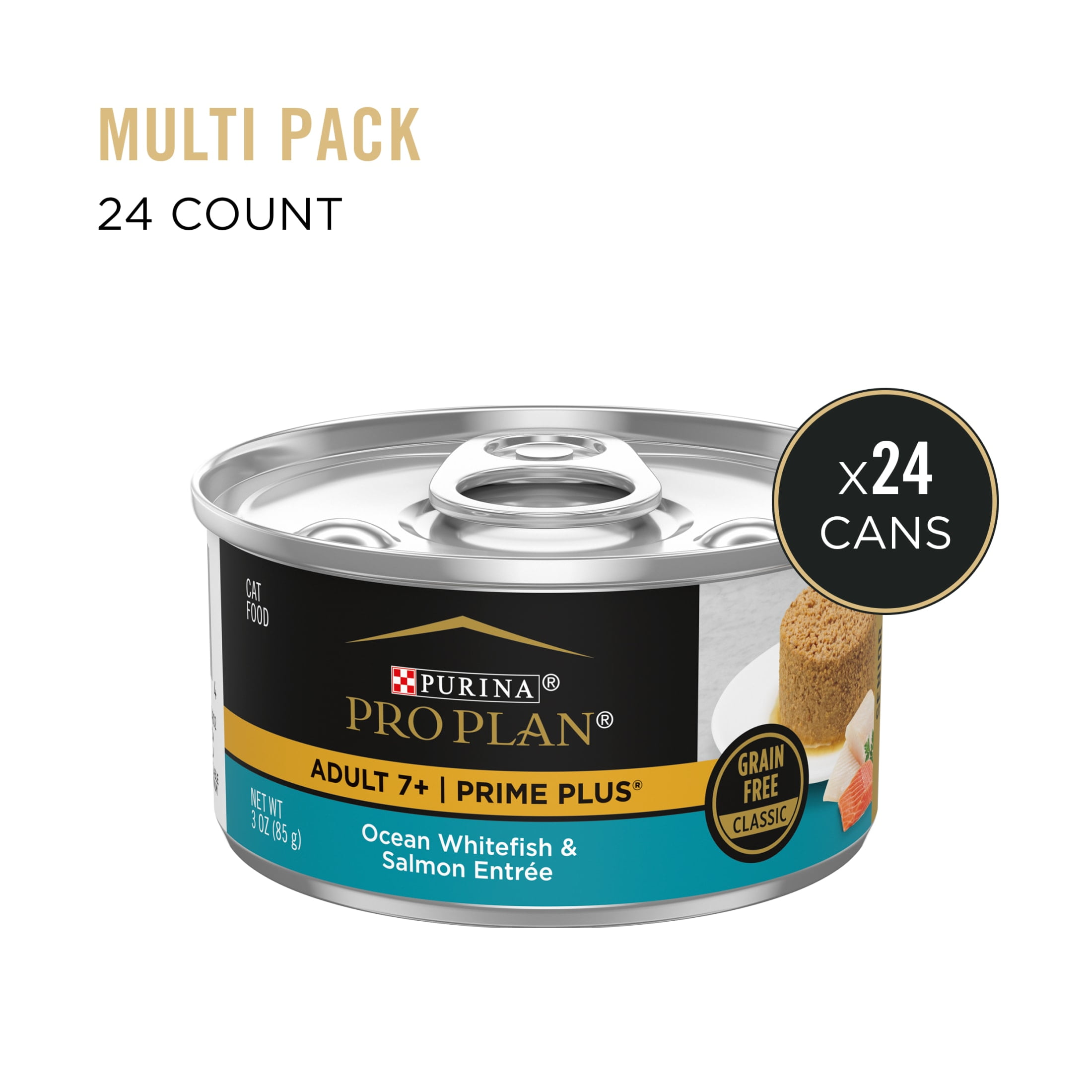 Purina Pro Plan, Grain-Free Ocean Whitefish and Salmon, Wet Cat Food, 3 oz Cans, 24 Pack