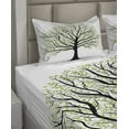 thumbnail image 4 of Ambesonne Tree of Life Fitted & Top Sheet Set with Shams, Nature Living Leaves, Black White Green, 4 of 5