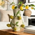 thumbnail image 2 of LuxenHome Ivory with Yellow Lemons Ceramic 13.5-Inch Tall Vase, 2 of 9
