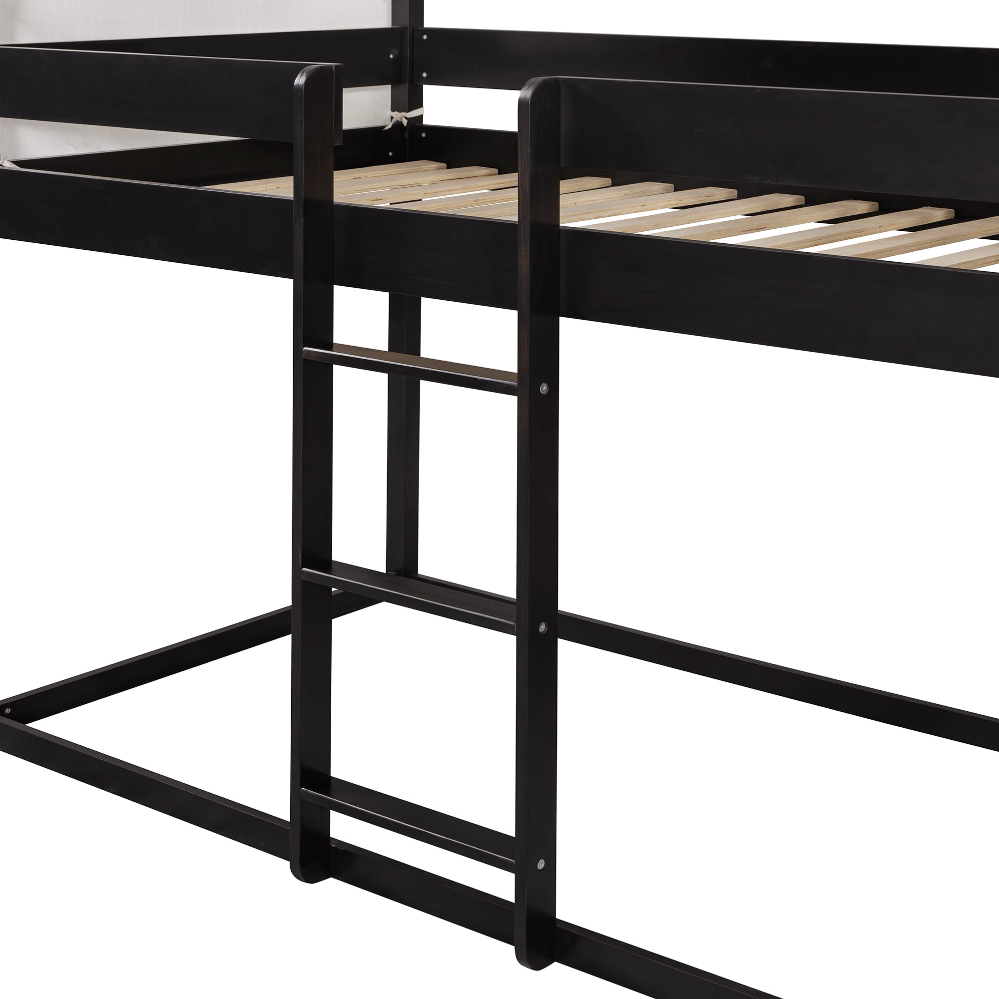Aukfa Twin over Twin Bunk Bed, Wood Bed Frame with House Top Tent for Kids Boys Girls, Espresso