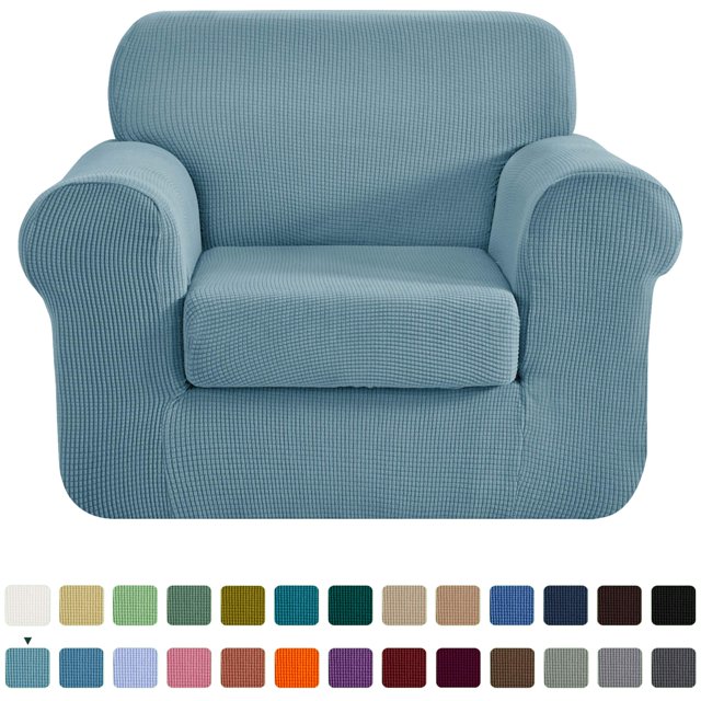 CHUN YI Stretch 2-Piece Checks Sofa Cover with Cushion Cover Slipcover
