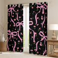 thumbnail image 2 of Homewish Ribbon Bow Blackout Curtains Set of 2 (52x84 Each),Romantic Rose FlowerWindow Curtains,Pink Black Curtains and Drapes For Teens,Breathable Home Decor, 2 of 6