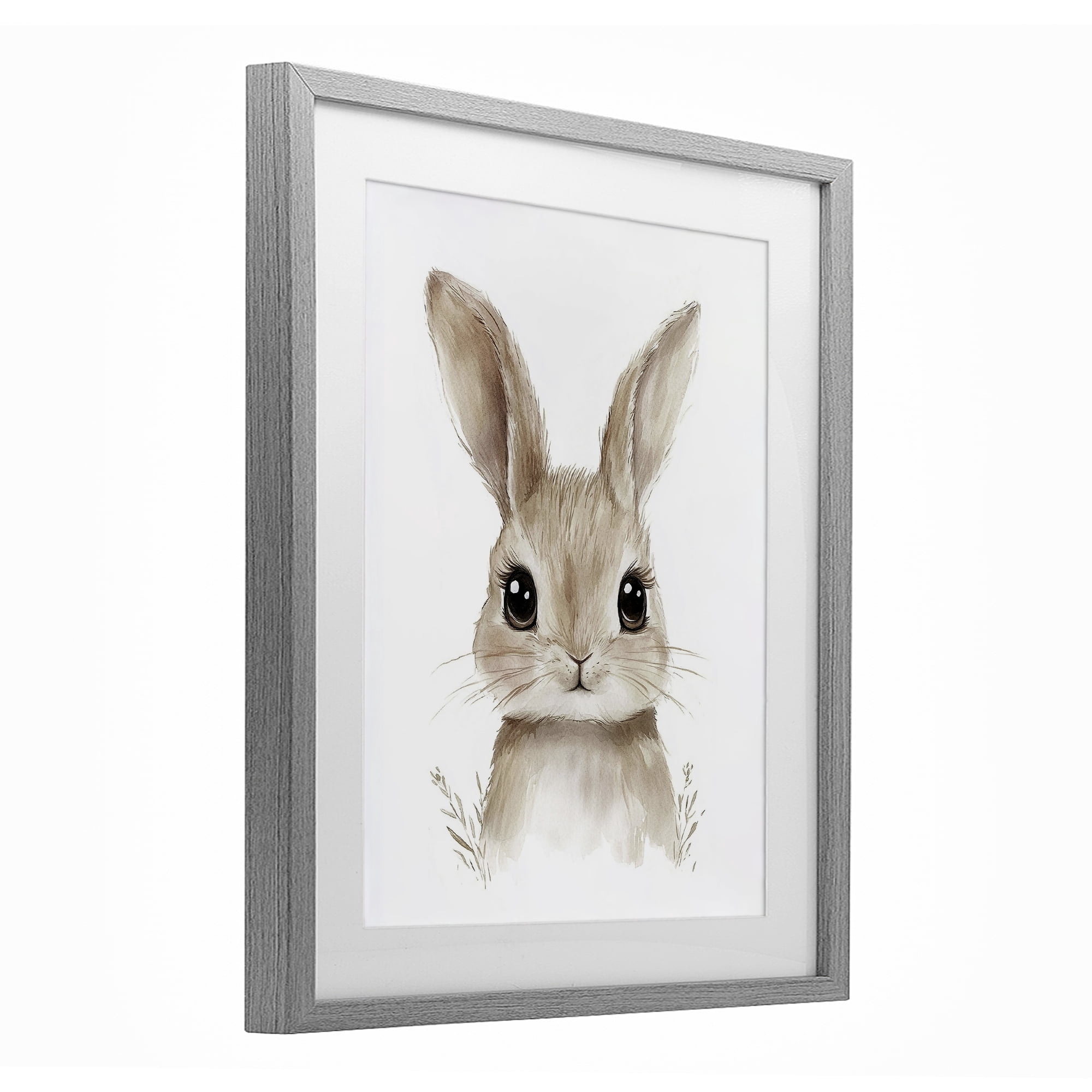 Stupell Industries Nursery Babies Bunny Gray Framed Print Under Glass, design by Ramona Murdock