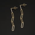 thumbnail image 5 of Au Naturale 14k Yellow Gold Paper Clip Chain Dangle Earrings (1.6 inches long), 5 of 7