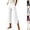 29# White, variant on Women's Wide Leg Cropped Pants Cross High Waist Stretchy Culottes Lightweight Lounge Pants with Side Slit Gray S