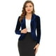 thumbnail image 1 of INSPIRE CHIC Blazer con solapa con muescas para mujer, manga larga, para oficina, negocios, con botones, de terciopelo Azul oscuro XS, 1 of 6