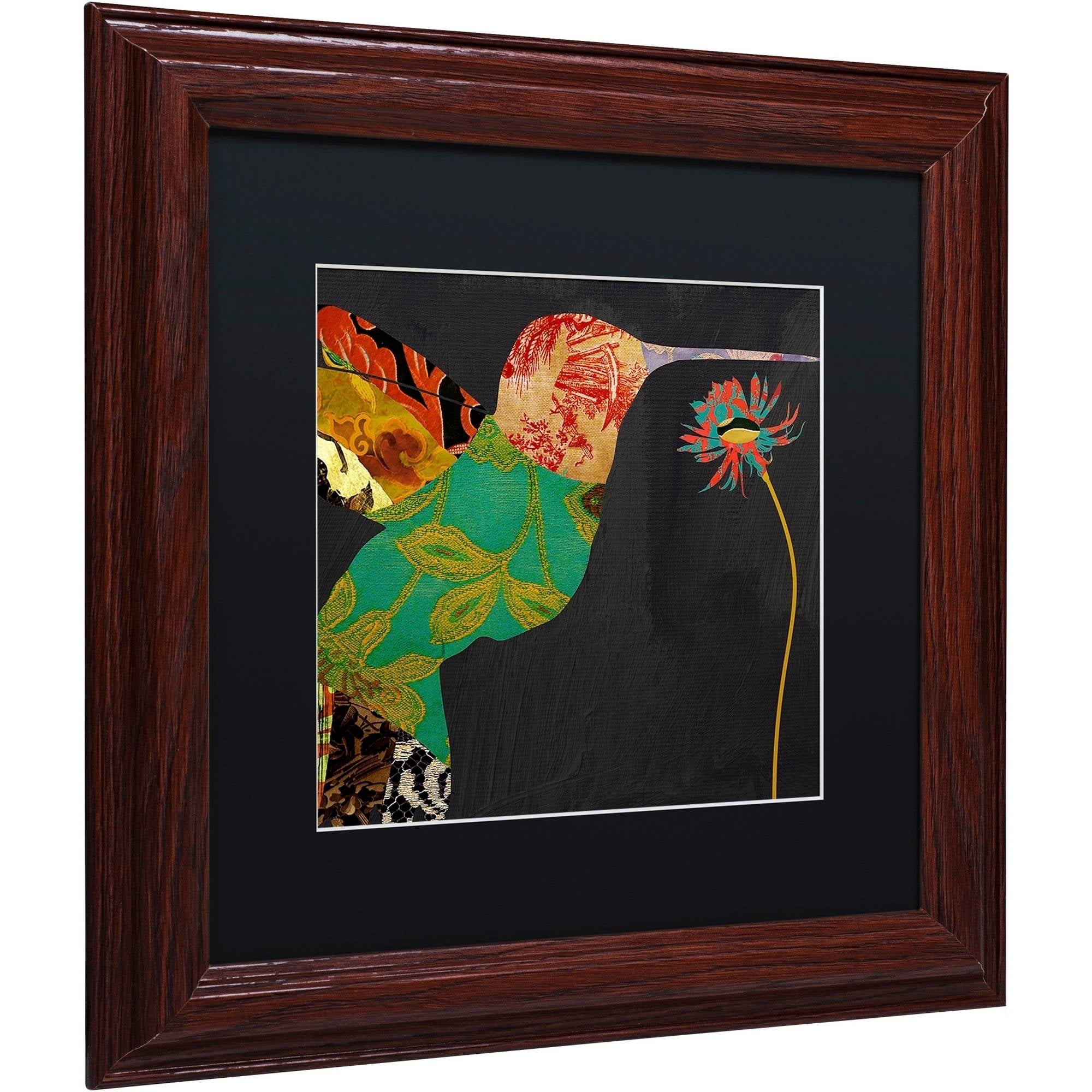 Trademark Fine Art "Hummingbird Brocade IV" Canvas Art by Color Bakery Black Matte, Wood Frame