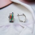 thumbnail image 4 of Royal Enamel Hoop Earrings 925 Sterling Silver Multicolor Piercing Earring for Women Minimalist Handmade Gift-15x9 mm, 4 of 7