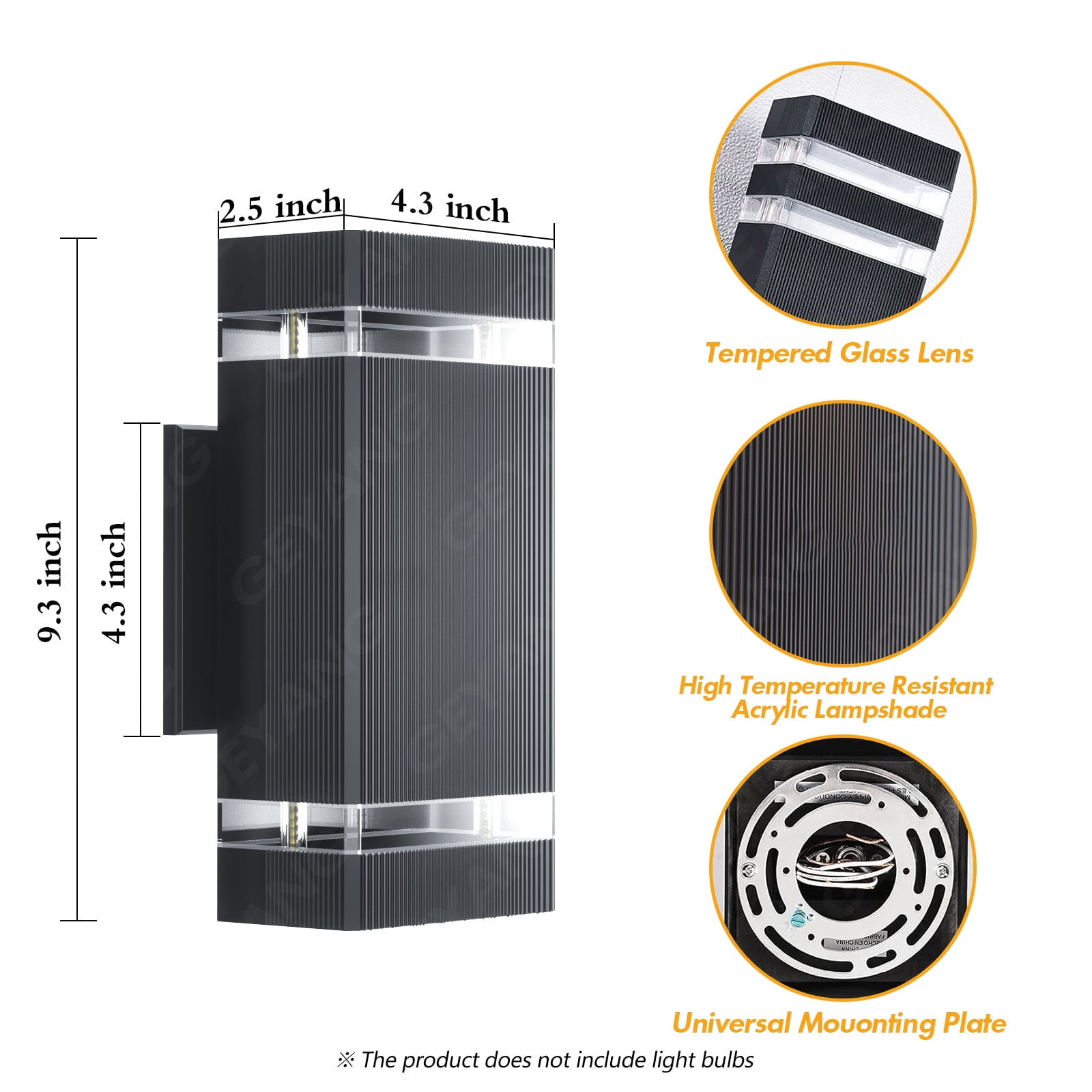 GEYANG outdoor decor Square Up and Down Lights Outdoor Wall Light, IP44 outdoor aluminum waterproof exterior wall lamp,for House Patio Garage Garden.(Excluding light bulbs)