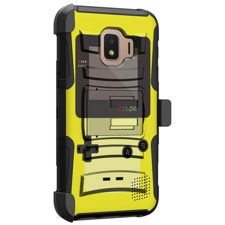 Honeycomb Dish - MINITURTLE Case Compatible with Samsung J2 Core | J2 Pure | J2 Dash Dual Layer Kickstand & Holster Case - Yellow Game Color