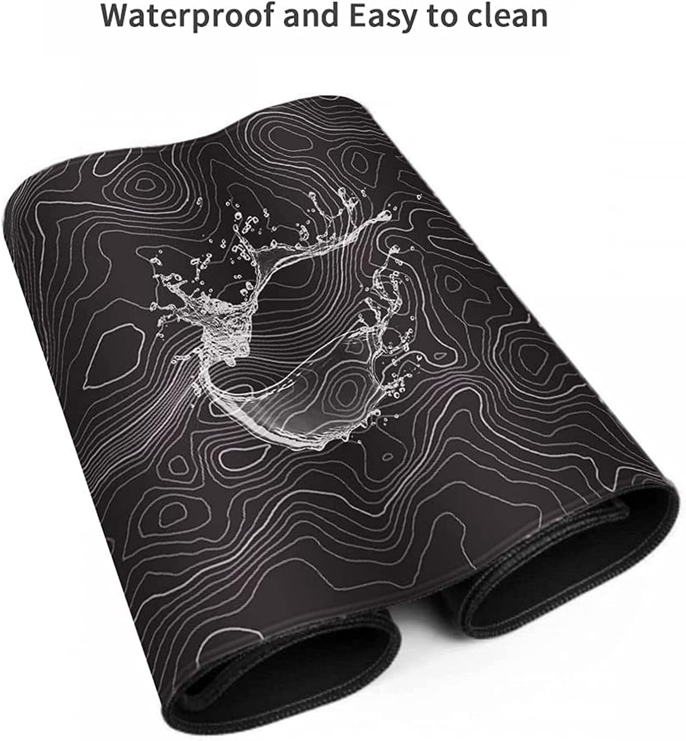 Topographic Map Lines XL Gaming Mouse Pad Large Waterproof Mouse Mat, 31.5x11.8 Inch, NonSlip Rubber Base, Geographic Background for Office Laptop Computer, Men Women