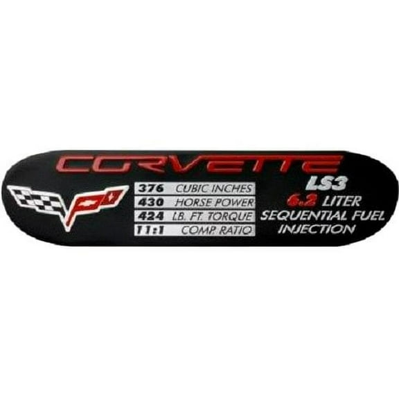 C6 Corvette Spec Data ID Metal Plate Emblem LS3 430HP 08-13