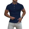 thumbnail image 2 of Sngxgn Mens Shirt Short Sleeve Casual Polo Shirts for Men(Navy,L), 2 of 5