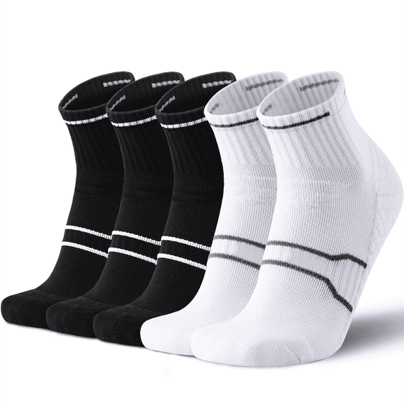 Mqamex Men's Quarter Athletic Socks,Moisture Wicking Breathable Cushioned Comfort,5 Pack