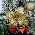 thumbnail image 4 of 10PCS Christmas Glitter Poinsettia Flower Ornament Artificial Tree Topper Xmas Party Decoration, 4 of 10