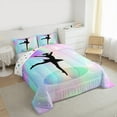 thumbnail image 3 of Homewish Ballet Girls Silhouette Queen Comforter Set,Gymnastic Sports Bedding Sets,Pink Blue Black Bedding Comforter Set For Girls Kids,Super Cozy Room Decor Reversible,3 Pieces, 3 of 8