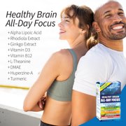 Applied Nutrition Healthy Brain All-Day Focus - 50 Tablets - Powerful 3-in-1 Brain Booster with Turmeric Extract - 25 Servings