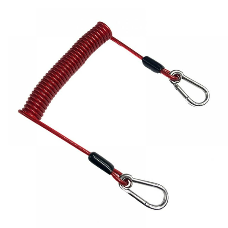 Retractable Coiled Tether Fishing Rope Coil Rod Leash Extension Cord Tether