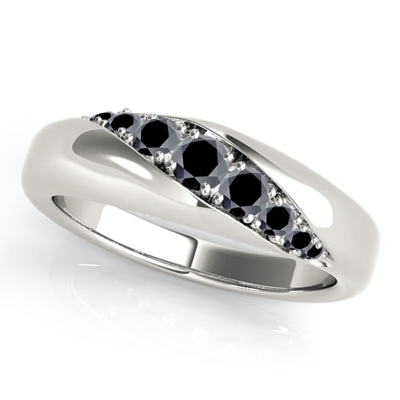 Mauli Jewels Engagement Rings for Men 0.35 Carat Black Diamond Engagement & Wedding Mens Ring 4-prong 10K White Gold