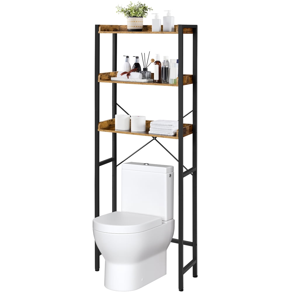SmileMart 3Tier Overthe Toilet Storage Rack with Metal Construction and Wooden Open Shelf for