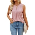 thumbnail image 3 of Lucakuins, camisetas sin mangas sueltas de verano para mujer, ojales de Color sólido ahuecados, chaleco sin mangas con cuello en V, camisola para discoteca Lucakuins  moda, 3 of 9