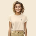 thumbnail image 4 of Dalix Ice Cream Embroidered Cropped Flowy Soft Cotton Short Sleeve T Shirt Womens in Heather Dust M Medium, 4 of 5