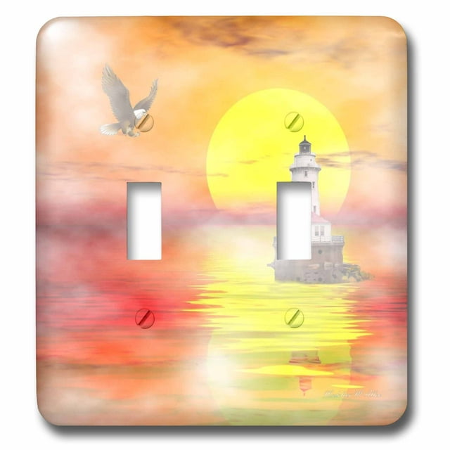 3dRose Morning Lighthouse - Double Toggle Switch (lsp_23394_2)