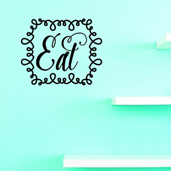 Custom Decals Eat Wall Art Size: 12 X 12 Inches Color: Black
