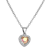 Believe by Brilliance Women's Silver Plated Crystal Heart Earring and Pendant Set, 18 + 2