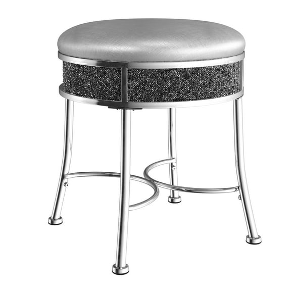Hillsdale Furniture Roma Backless Faux Diamond Cluster Vanity Stool, Chrome