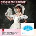 thumbnail image 4 of Uxcell Embroidered Flower Marabou Feather Fan, Vintage Folding Handheld Fan for Costume Party Dancing Wedding Show Sky Blue, 4 of 6