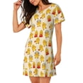 thumbnail image 2 of Rateoe Cute Chicken Print Women’s Nightdress – Cozy Cotton Short-sleeved Sleep Shirt, Loose-Fit Sleepwear, Perfect for Relaxing and Sleeping, 2 of 6