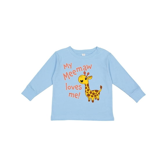 Inktastic My Meemaw Loves me- cute giraffe Boys or Girls Long Sleeve Toddler T-Shirt