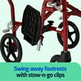 thumbnail image 6 of Medline Transport Wheelchair with Permanent Desk Arms, Ultra Lightweight, Swing-Away Footrests, Foldable, 300 lb Weight Capacity, Red, 6 of 6