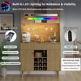 thumbnail image 4 of Jingyu-CA 72.2" High Wood Bar Cabinet with Electrical Outlet and LED Light, Wine Bottle Storage with Nine-Grid Wine Rack,Multi-Functional Home Sideboard for Dining Room and Hallway, Natural, 4 of 9