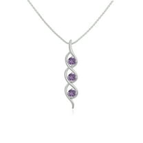 Natural Amethyst 3 Stone Pendant Necklaces for Women in Sterling Silver, February Birthstone Jewelry Gifts for Her Birthday, Wedding Anniversary, Graduation, Christmas, Mothers Day, Valentines