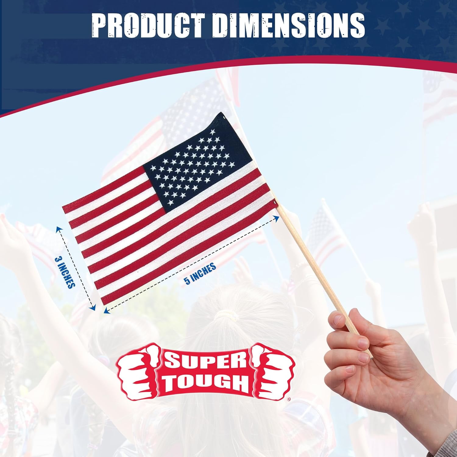 USA Stick Flag  4" x 6" No Tip - 100PK