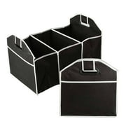 Car Trunk Organizer Cargo Organizer Folding Caddy Storage Collapse Bag Bin for Car Truck SUV 3 Section Collapsible Storage Box Black Podofo