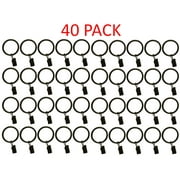 TEJATAN - 1.5-inch, Set of 40, Black - Metal Curtain Rings with Clips and Eyelets (Also Known as Rings with Curtain Clips, curtain hooks)
