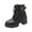Black Platform Buckle Ankle Boots, variant on hopeusnice Women's Buckle Ankle Boots Lace Up Chunky Heel Combat Boots Faux Leather Motorcycle Boots Winter Warm Short Booties Black 39